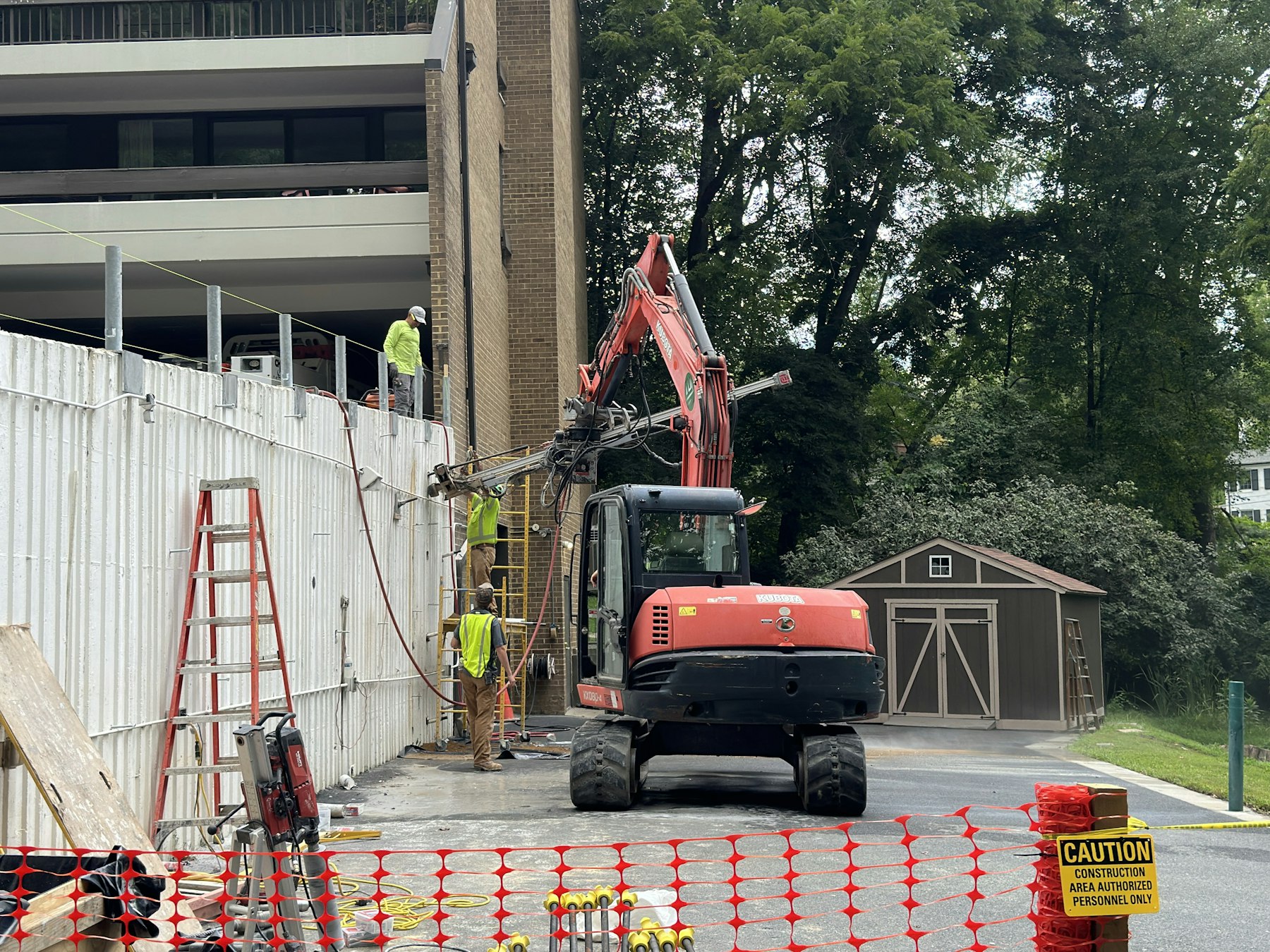 Heavy construction equipment operating on site